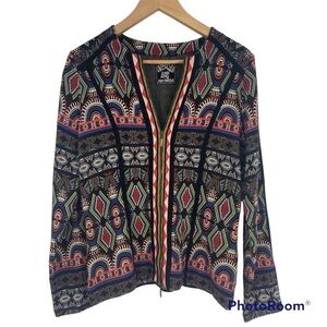 Aldo Martins  zip front cardigan sweater abstract patterns large